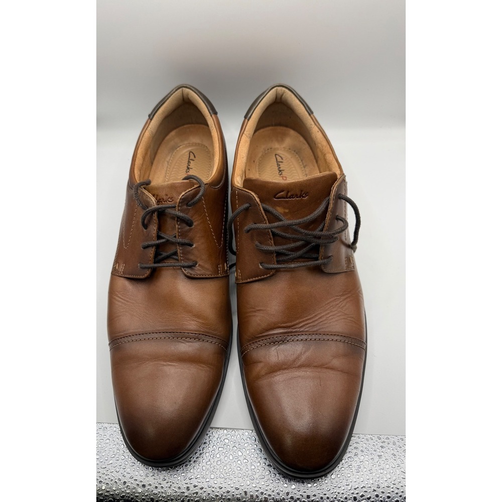 Clarks Pro Mens Brown Leather Cap Toe Oxford Dress Shoes 261802607120 Size 13 M